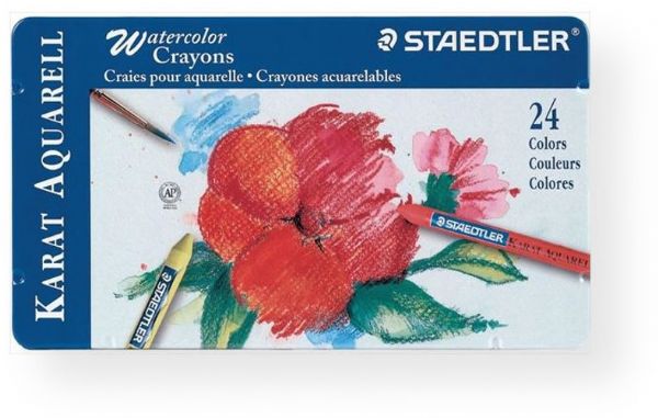 Staedtler 223 M24 A6 Karat Aquarell Watercolor Crayon 24 Color Set; Set includes 24 crayons of assorted colors; Colors are subject to change; Versatile crayons can be used dry, or blended with a wet paint brush to create a watercolor motif; Can also be used with rubber stamping and scrapbooking; UPC 031901930981 (223 M24 A6 223M24A6 223-M24-A6 STAEDTLER223 M24 A6 STAEDTLER-223 M24 A6 STAEDTLER-223-M24-A6)